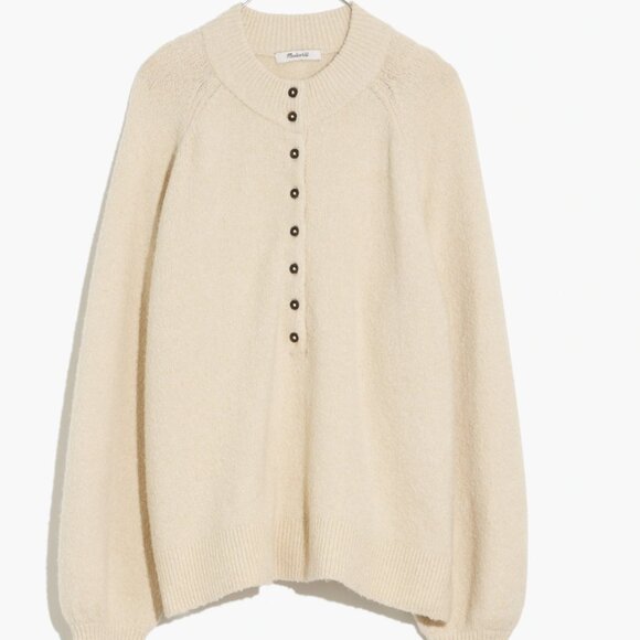 NWT Madewell Pembury Henley Mockneck Heathered Burgundy Sweater - Picture 5 of 13